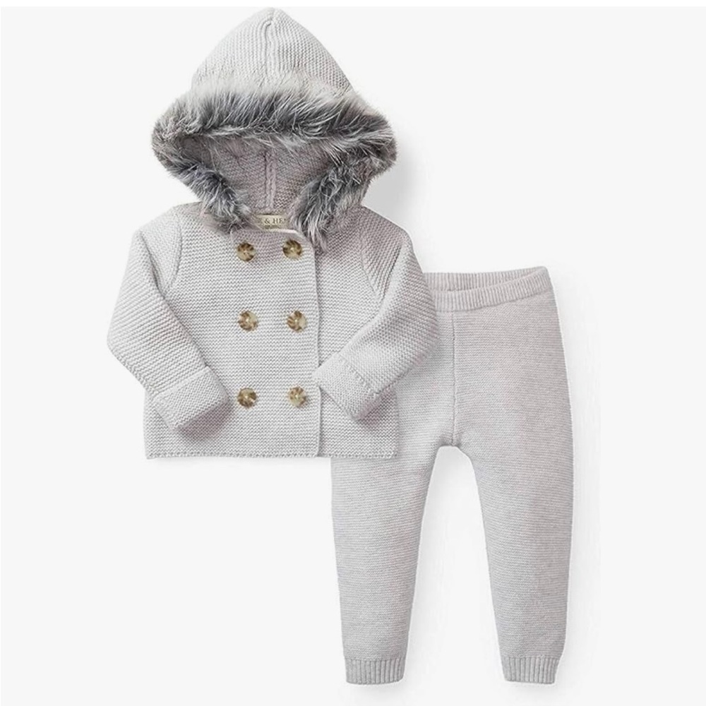 Hope & Henry Baby Organic Cardigan and Sweater Leggings Set